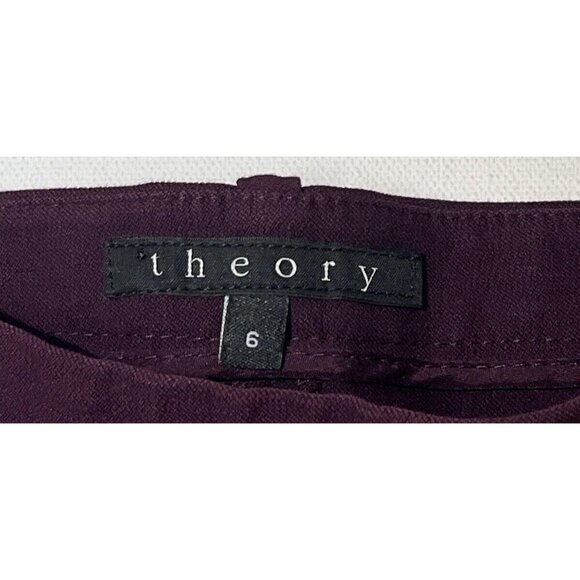 Theory Rayla Deep Plum Purple Stretch Cotton Skinny Ankle Pants Sz 6-Made in USA - Picture 9 of 11